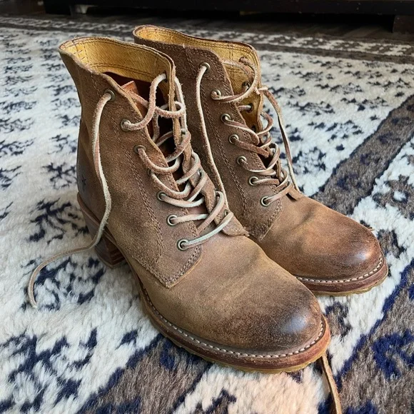 Frye Tan Leather Lace Up Boots - Picture 2 of 7